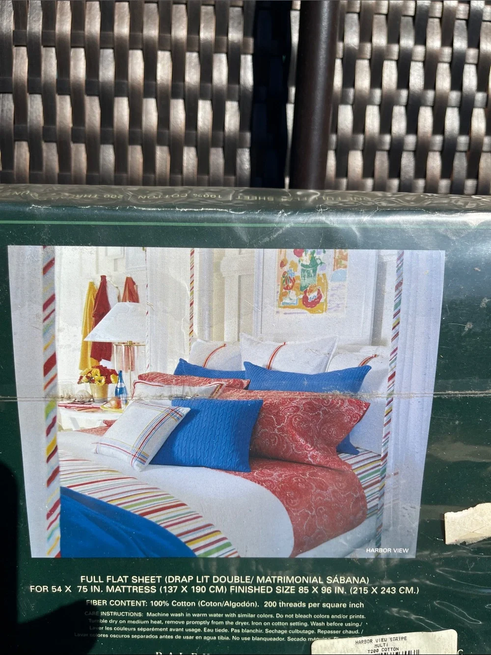 NWT ‼️ LAUREN  Ralph Lauren Harborview stripe multi 100% cotton FULL sheet  set